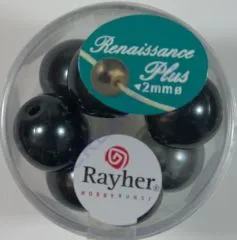 Renaissance Glaswachsperlen Gro�loch halbtransp. 14mm wei�/grau Mix